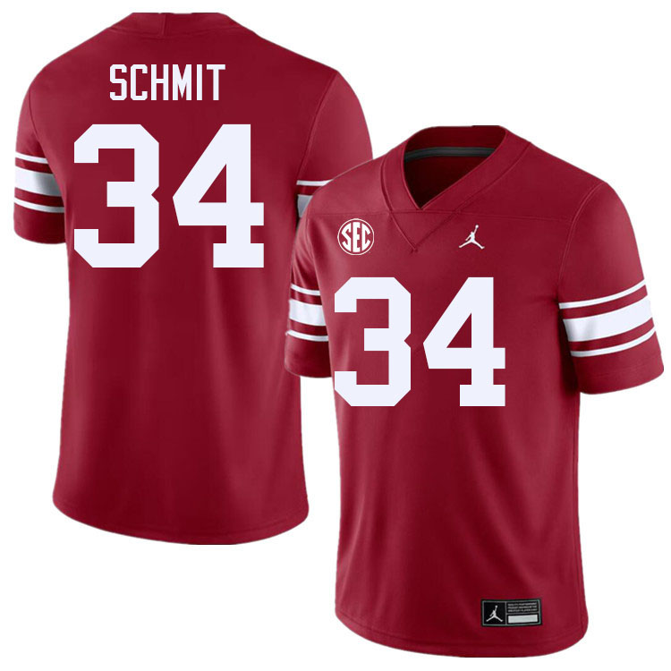 Men #34 Zach Schmit Oklahoma Sooners 2024 SEC Conference College Football Jerseys-Throwback